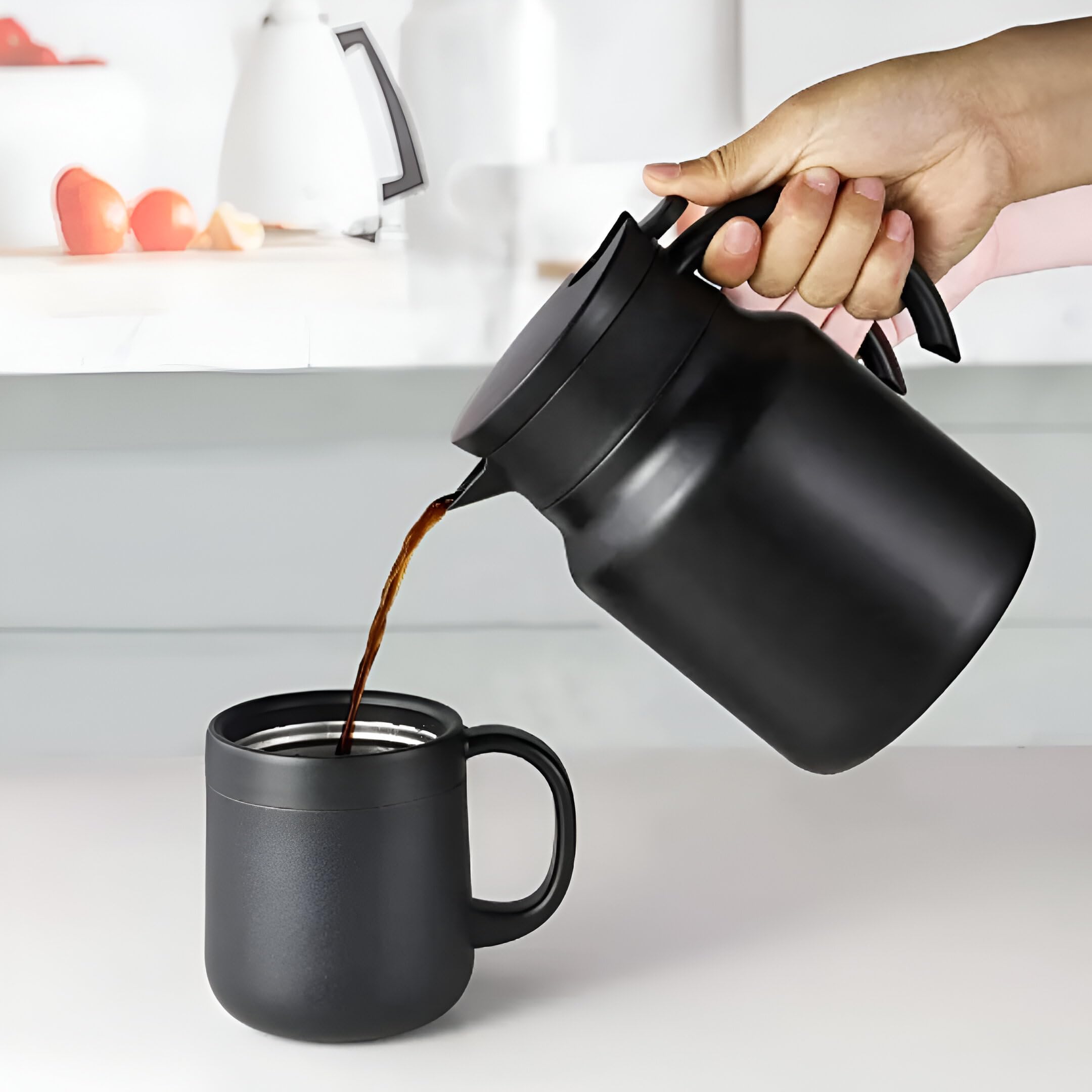 Vendly Teapot With Steel Infuser 1000Ml | Insulated Thermosteel Carafe With Handle | Bpa-Free, Keeps Drinks Hot & Cold For Home